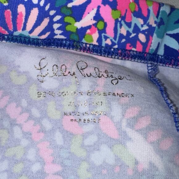 Lilly Pulitzer Maia No Prob Llama Print Side Tie Leggings Blue Pink Sz M - Picture 3 of 8
